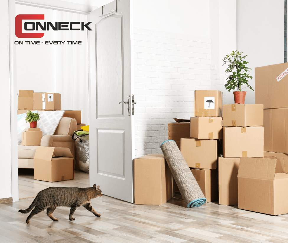 Moving Boxes for Furniture Removals neatly stacked and ready for packing – Conneck Transport Online Box Shop