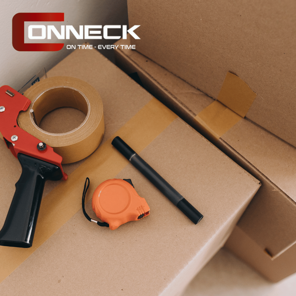 Professional moving team from Conneck Transport, a trusted moving company in Roodepoort, carefully loading household furniture into a moving truck
